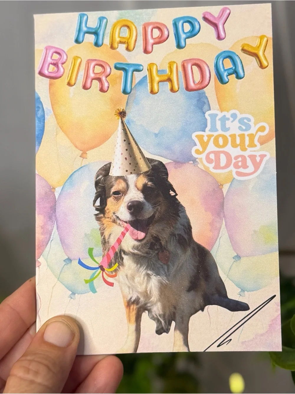 Birthday Dog Photo Card - Multicolor
